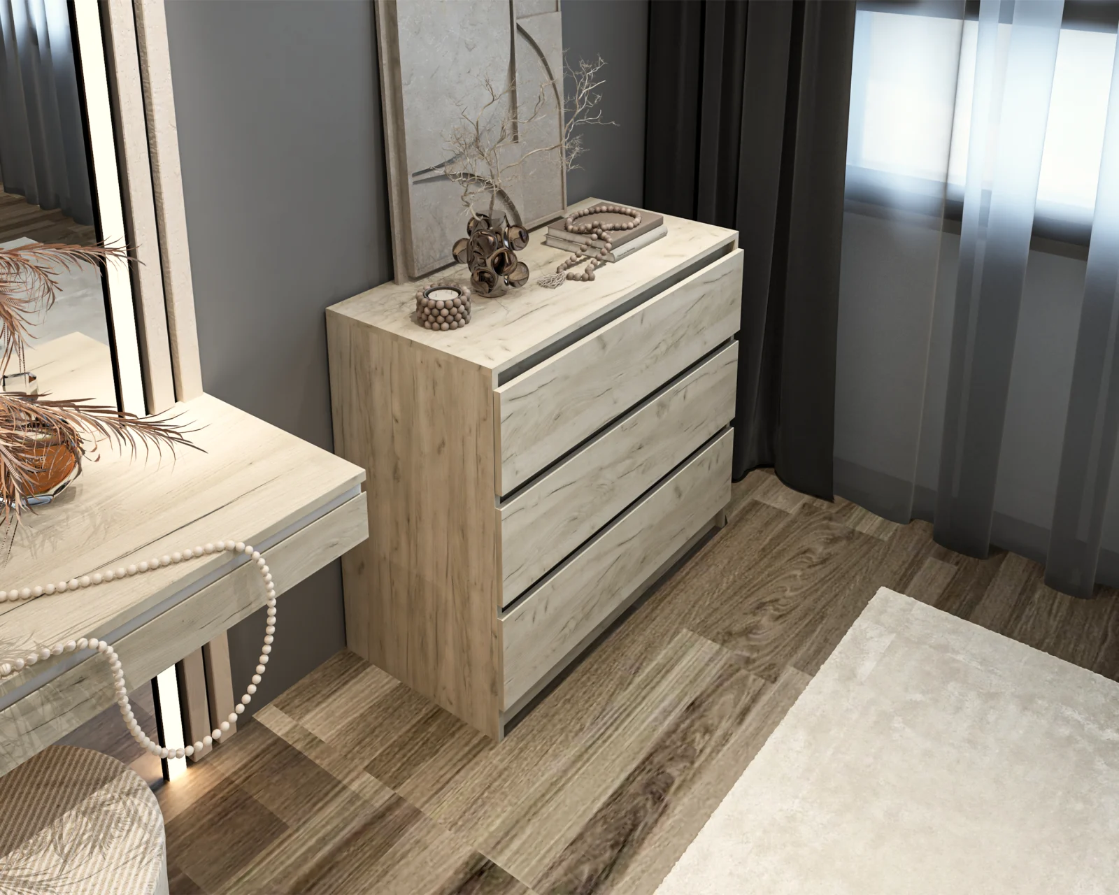 Comoda Crina 3S Stejar K002 90x44x80 cm [4]