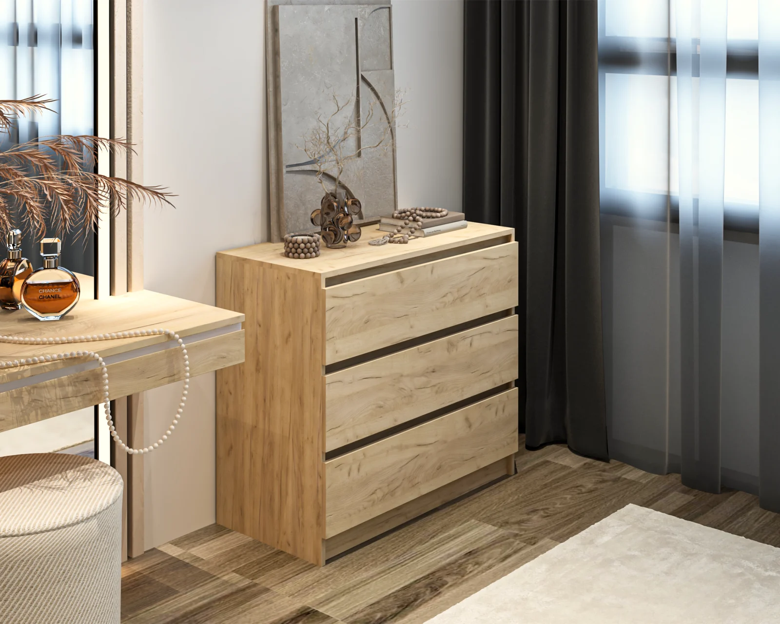 Comoda Crina 3S Stejar K003 90x44x80 cm [2]