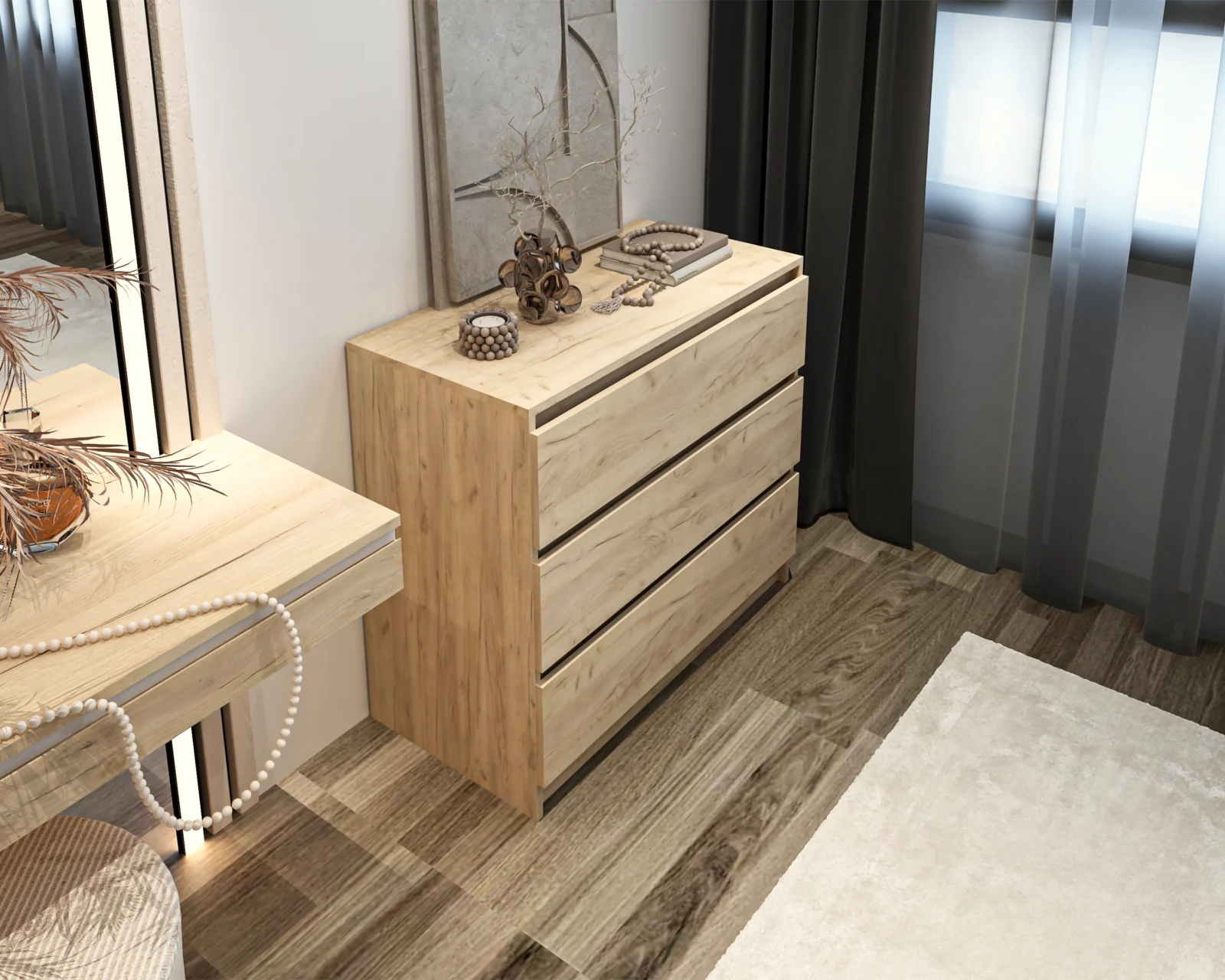 Comoda Crina 3S Stejar K003 90x44x80 cm [4]