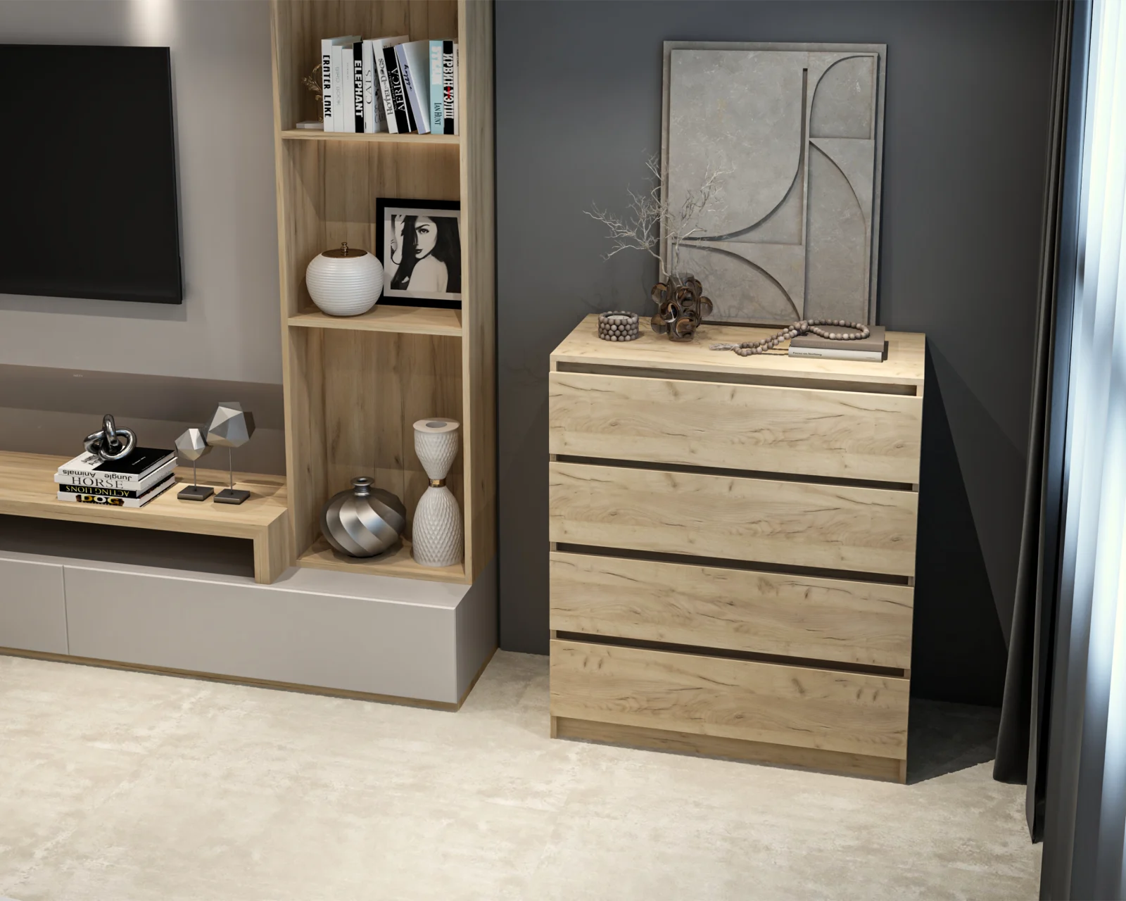 Comoda Crina 4S Stejar K003 90x44x103cm [3]