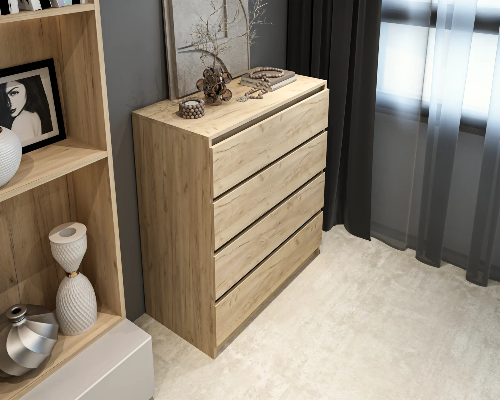 Comoda Crina 4S Stejar K003 90x44x103cm [4]