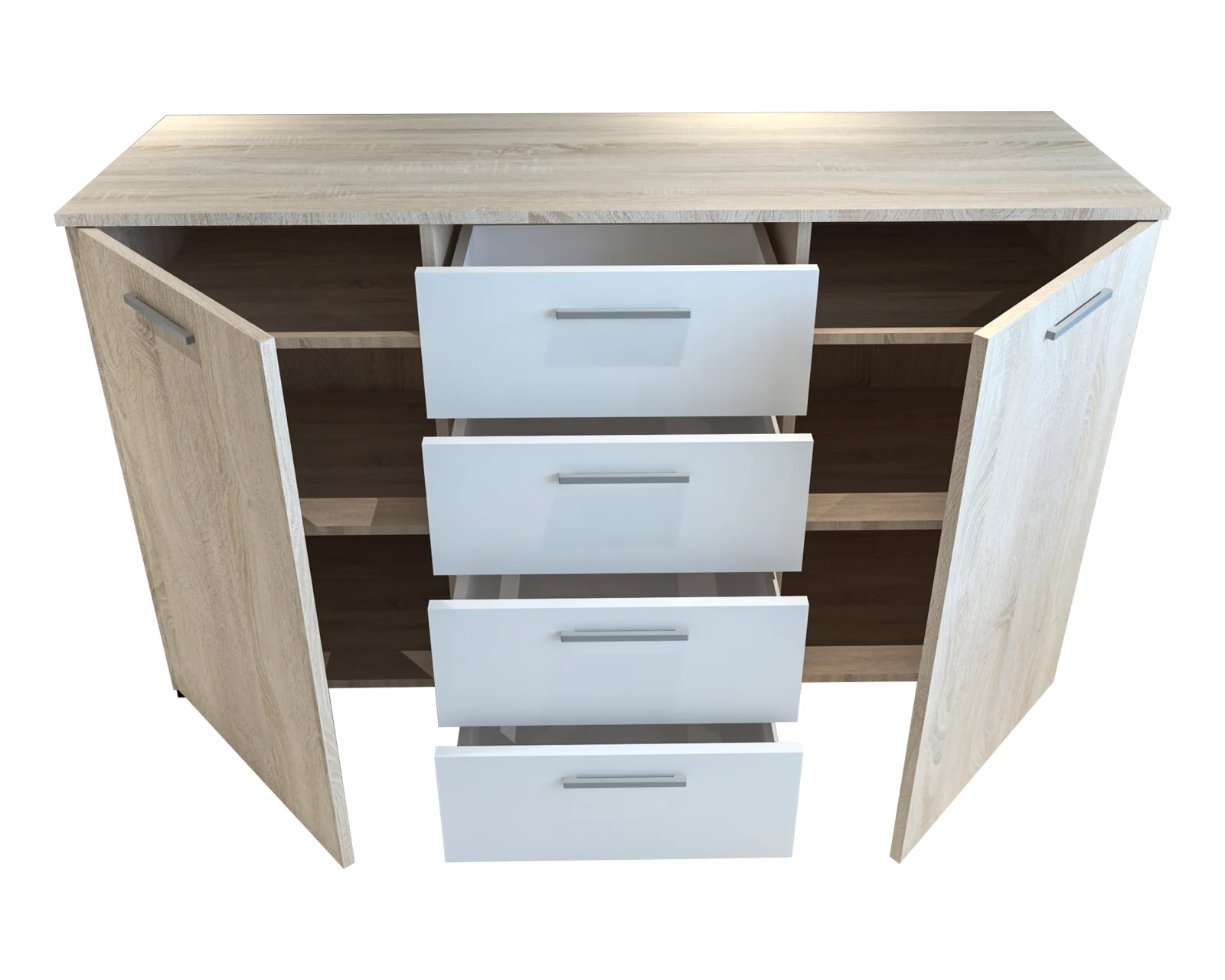 Comoda Leila Ro Sonoma Alb 134x41x81cm [6]