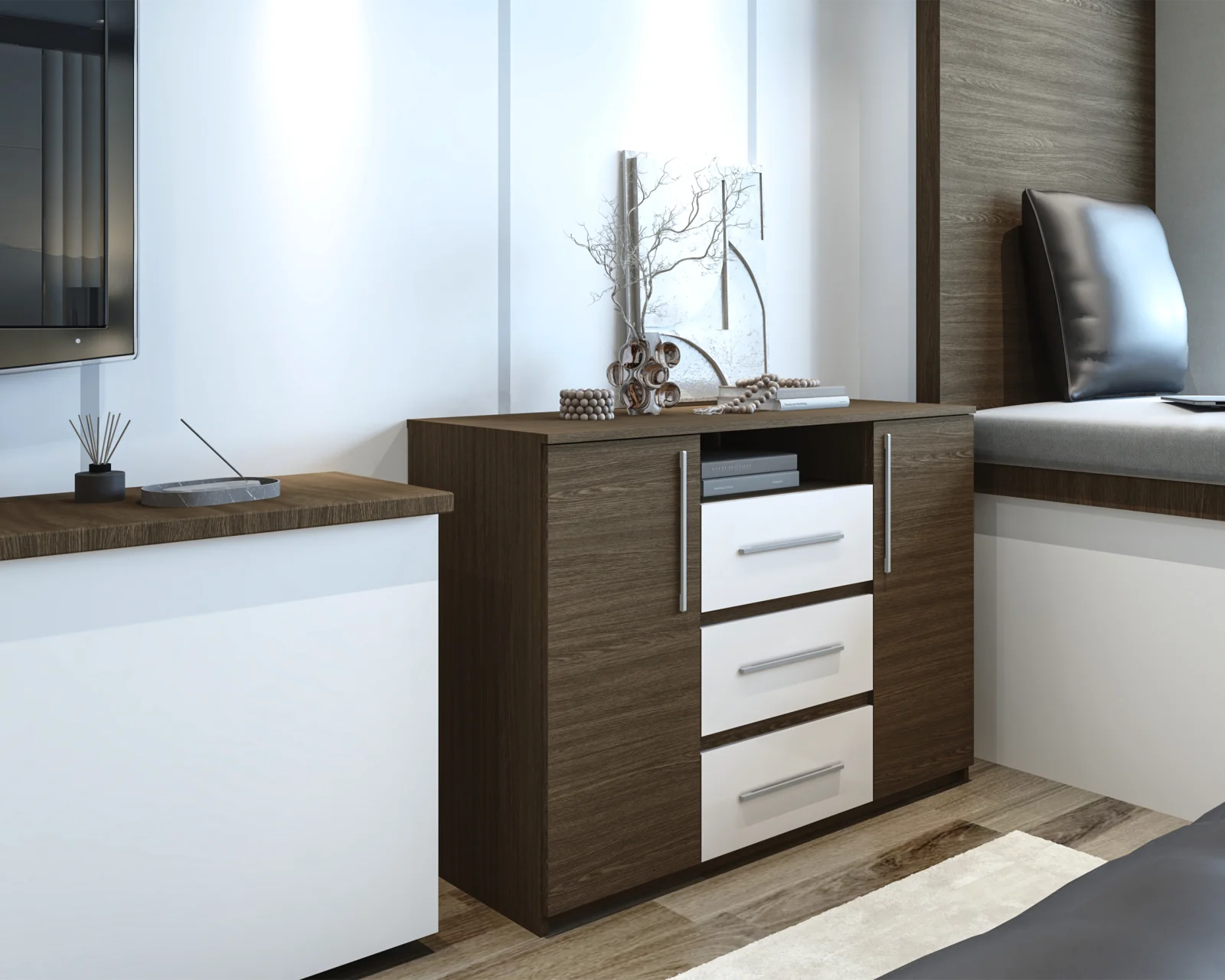 Comoda Maya Wenge Acril Alb 120x45x86 cm [3]