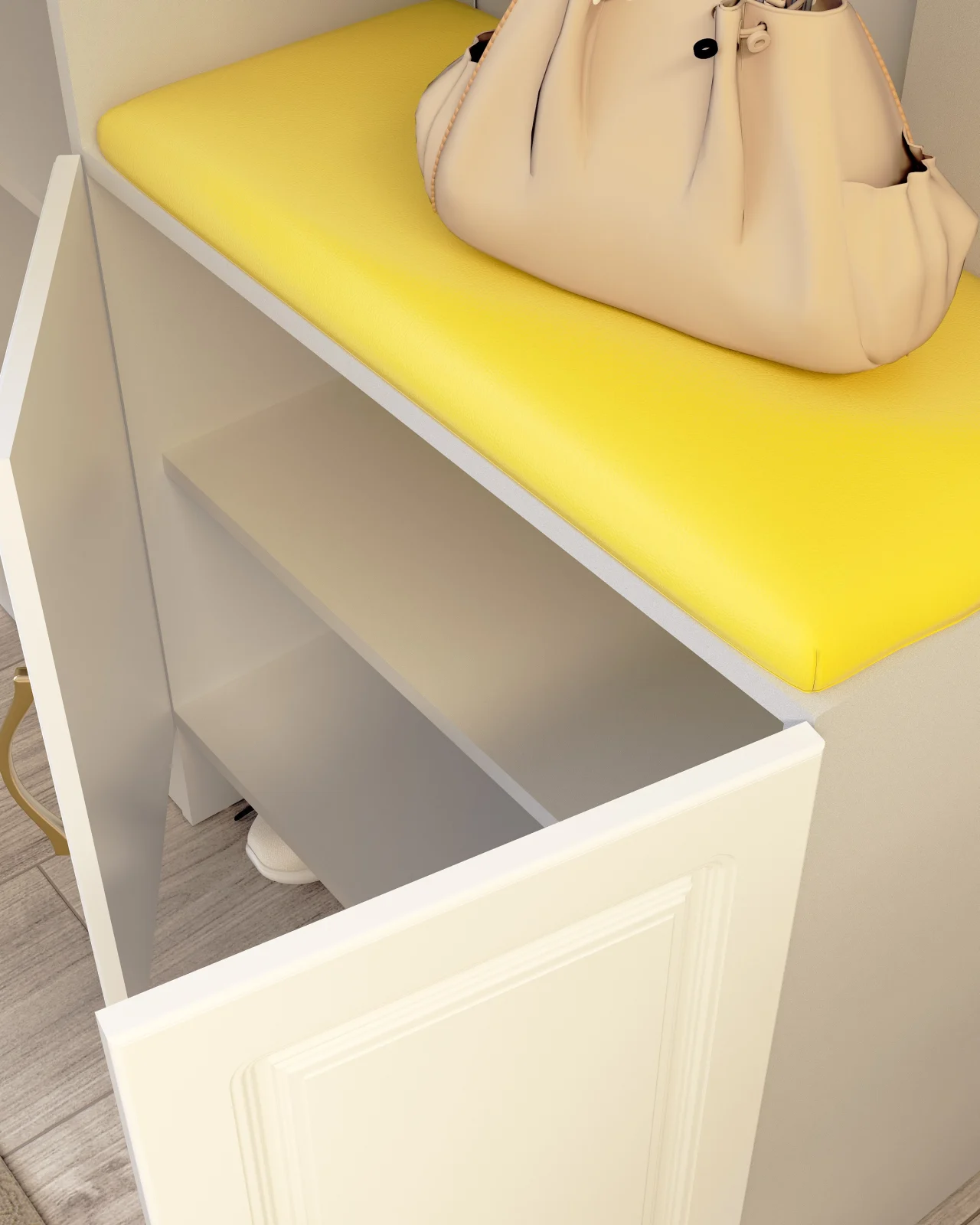 Cuier Elite  Alb/Galben 120x30x200 cm [7]