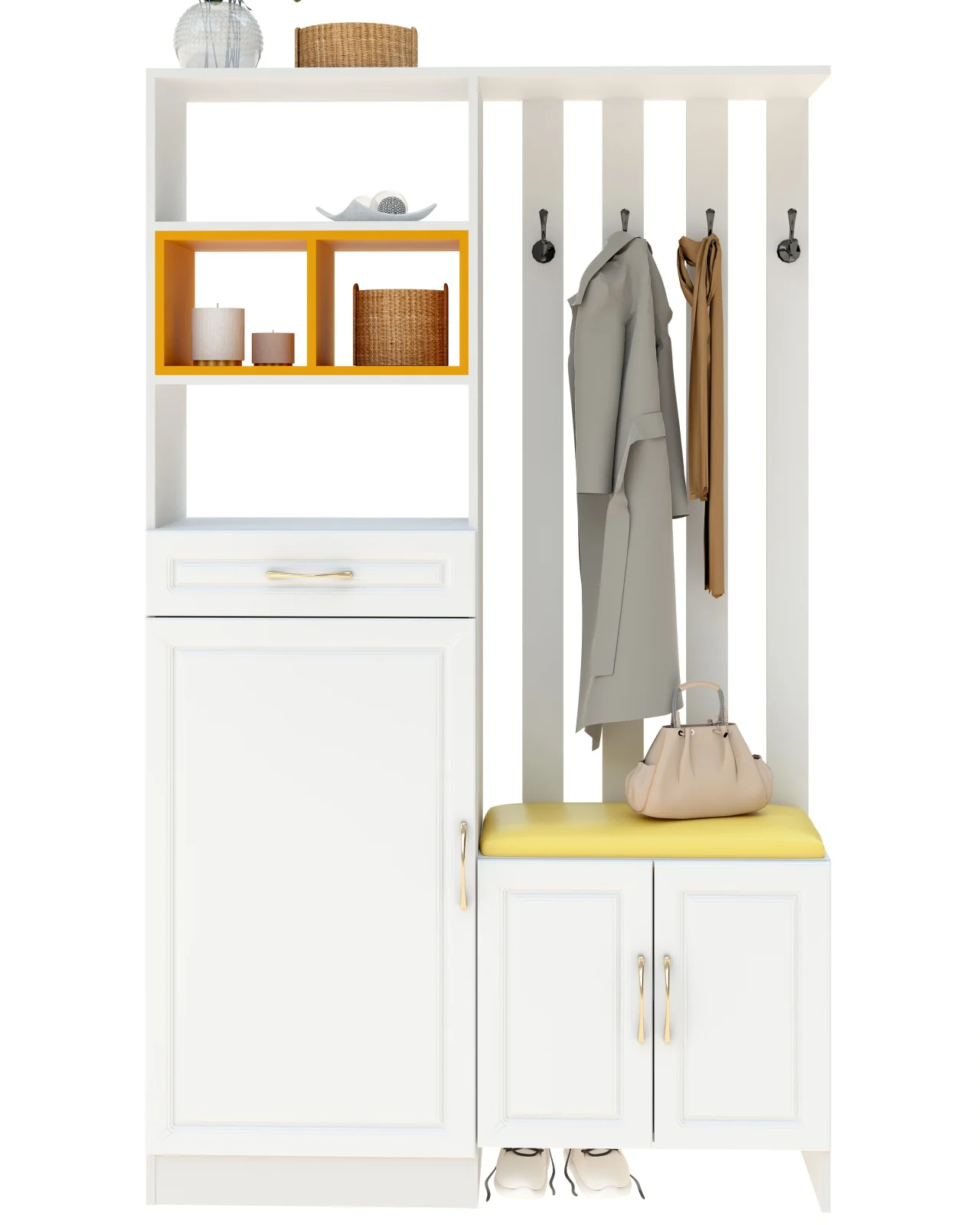 Cuier Elite  Alb/Galben 120x30x200 cm [9]