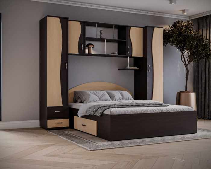 Dormitor Anca, Wenge+Mesteacan 227x51/205x200 cm [4]