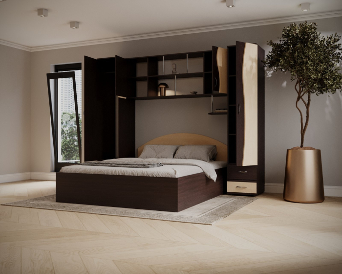 Dormitor Anca, Wenge+Mesteacan 227x51/205x200 cm [5]