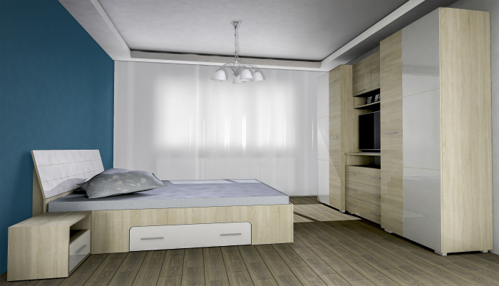 Dormitor Andrei Sonoma Alb 200x80x50 cm [2]