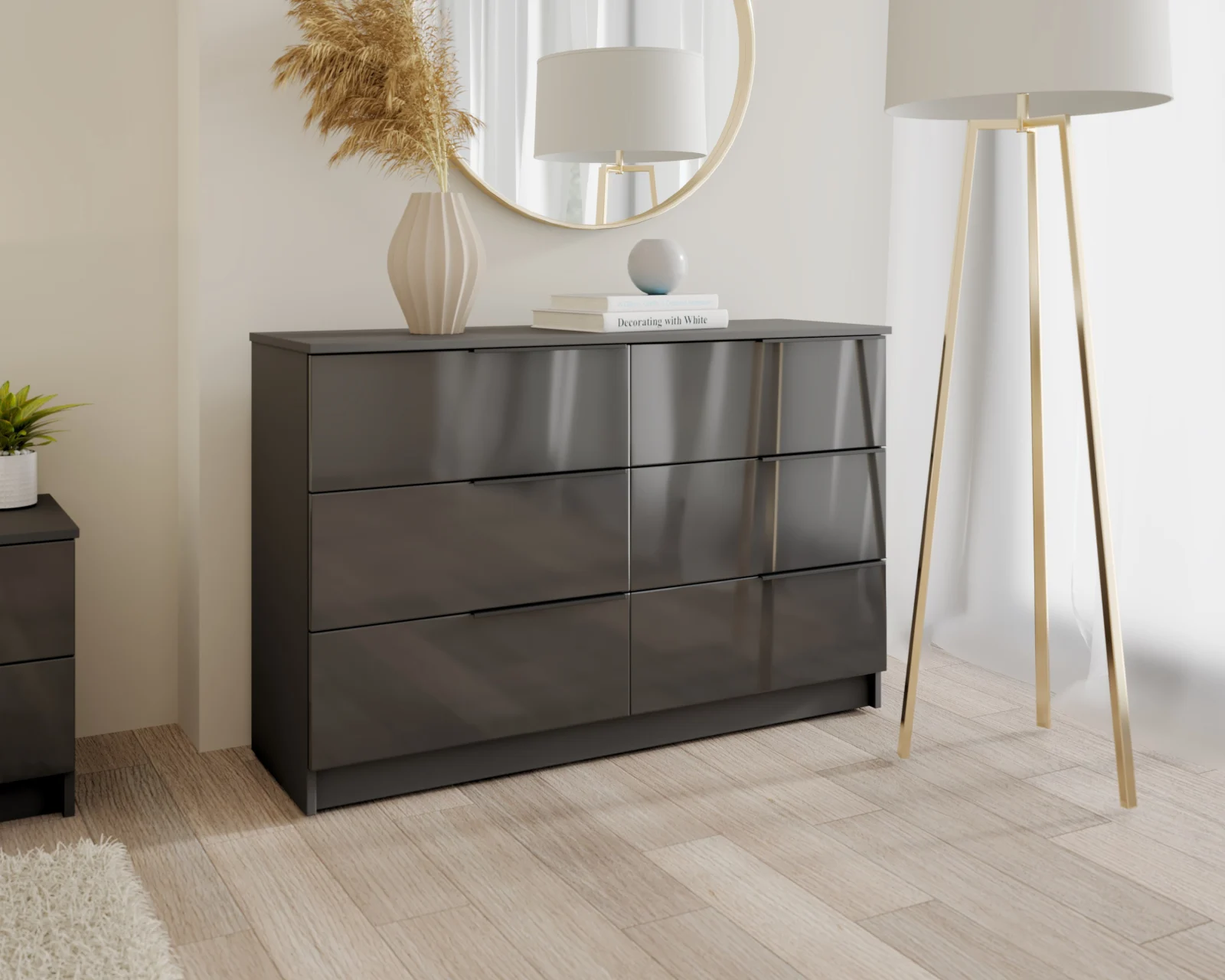 Dormitor Prestige 3U cu pat tapitat Acril Antracit [6]