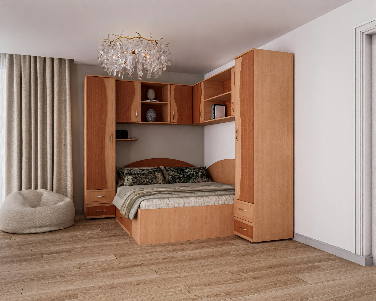 Dormitor Tineret Colt S Fag Cires 187x51/247x200 cm [2]