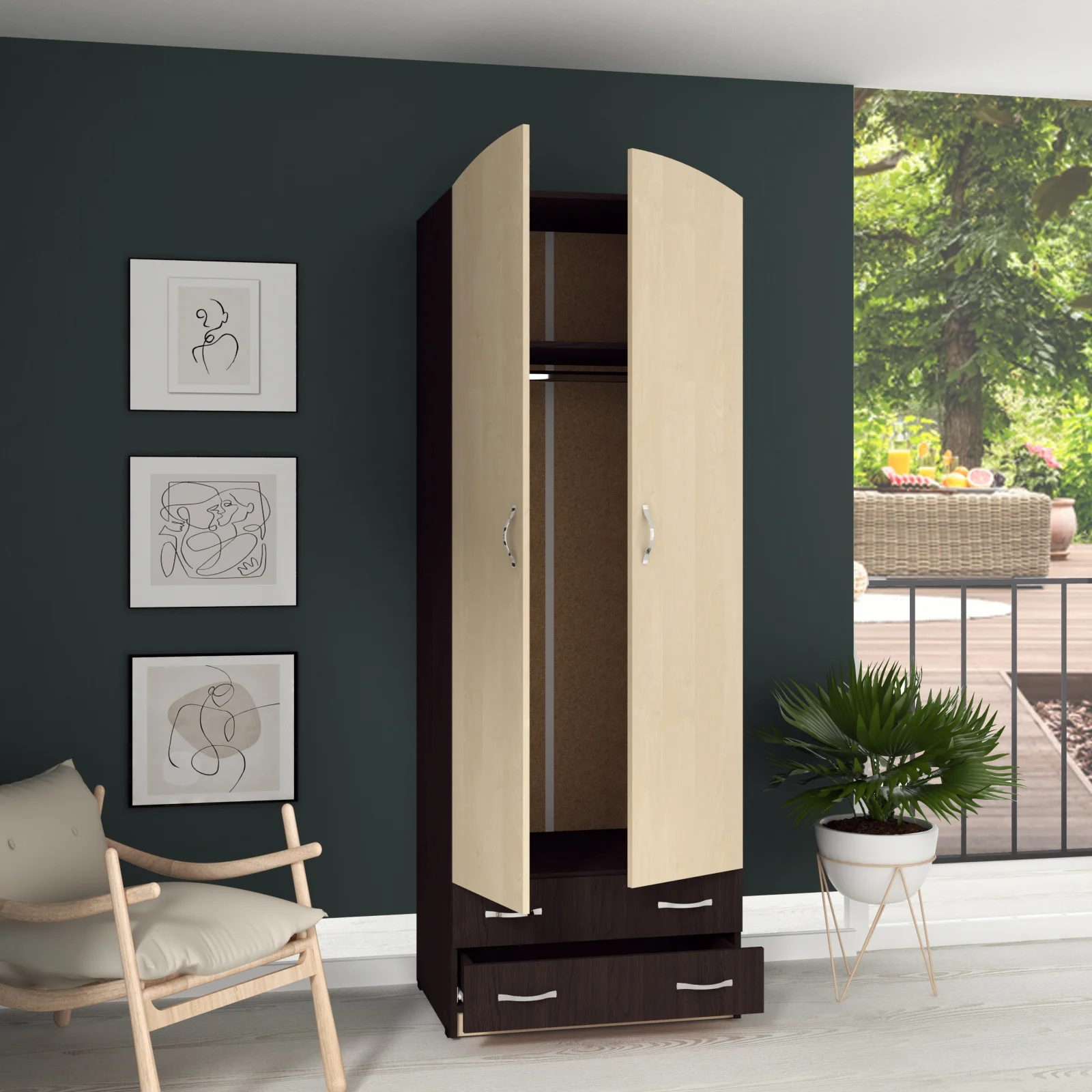 Dulap Cairo RO Wenge Mesteacan  74x54x212 cm [2]