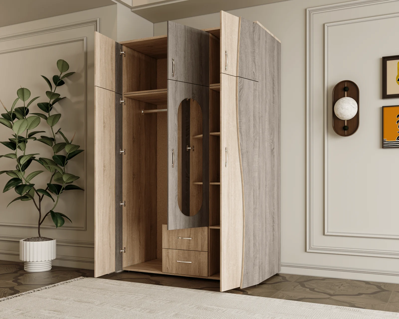 Dulap Loft Sonoma Truffe 120x50x198cm [3]