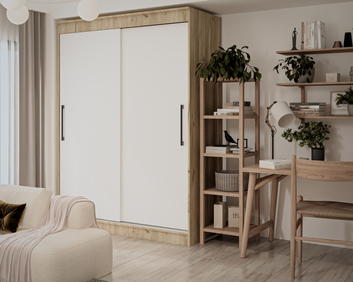 Dulap UC MP1 Stejar K002 Alb 150x60x200 cm [3]