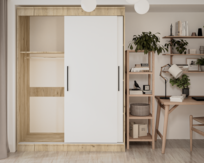 Dulap UC MP1 Stejar K002 Alb 150x60x200 cm [5]