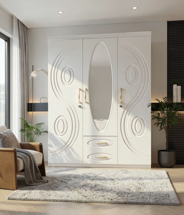 Dulap ZQW-037 MDF - 3U+2S Alb 150x50x200 cm [3]