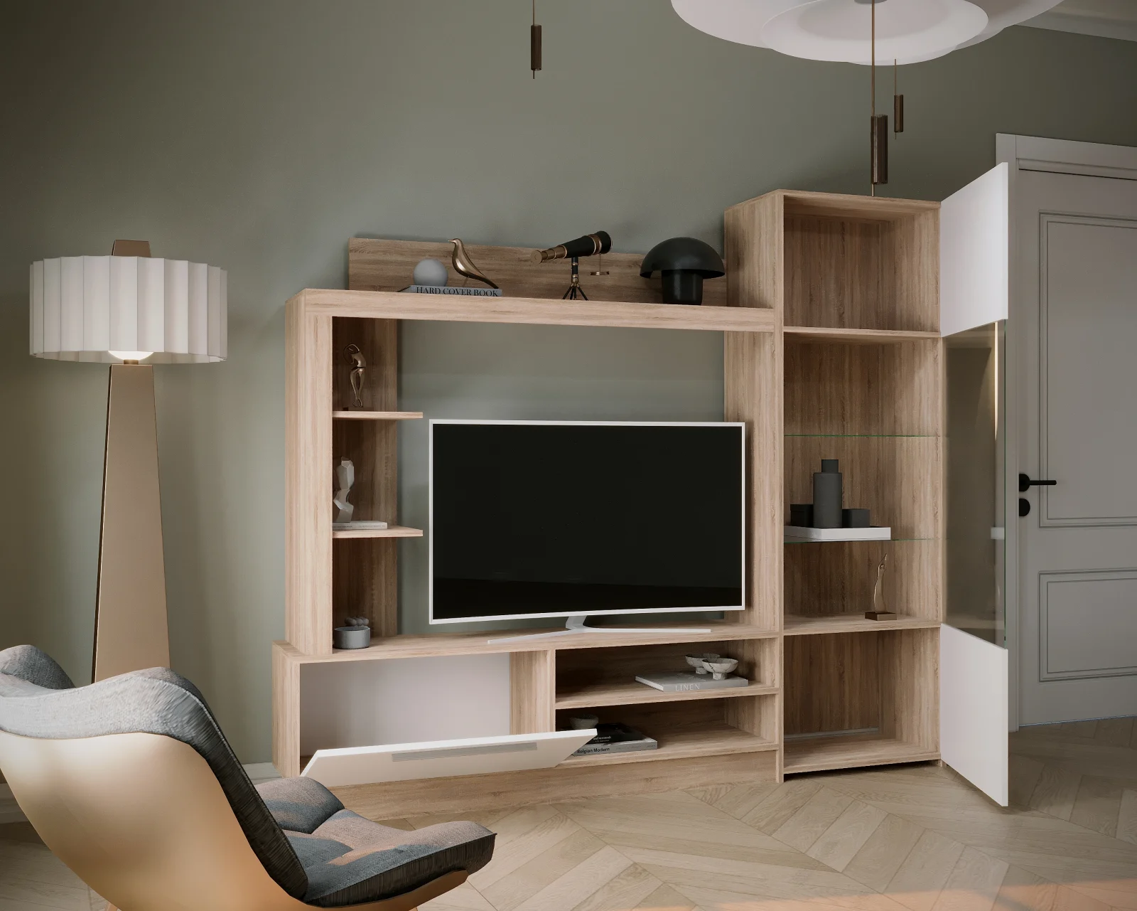 Living Silva Sonoma+Alb 204x35x177 cm [2]