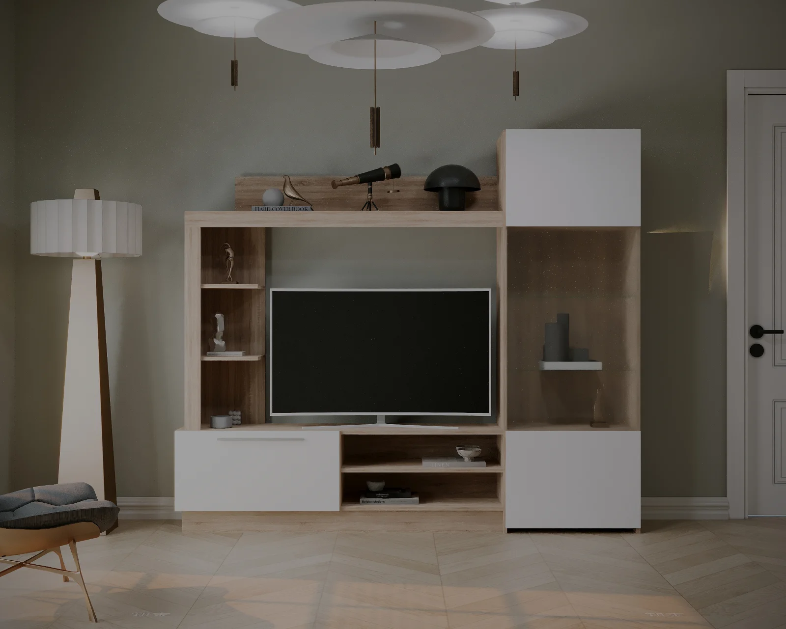 Living Silva Sonoma+Alb 204x35x177 cm [3]