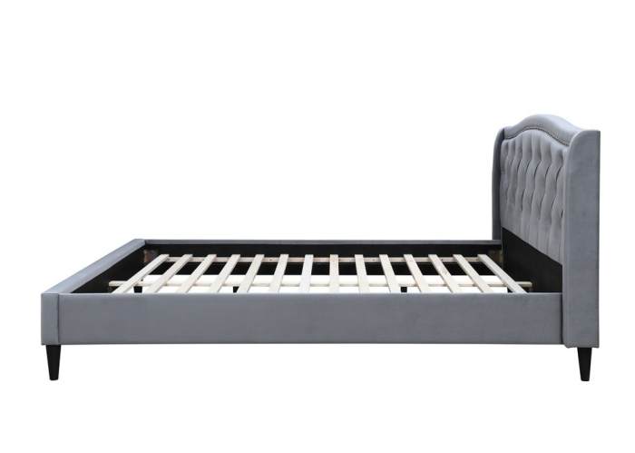 Pat tapițat Chelsea cadru din lemn cu somieră fixă Gri 160x200 cm [5]