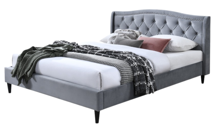 Pat tapițat Chelsea cadru din lemn cu somieră fixă Gri 160x200 cm [2]