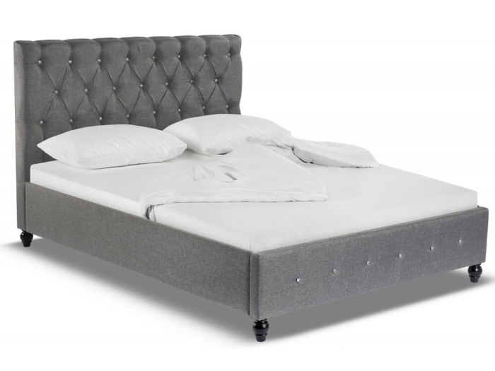 Pat tapițat Miami suport saltea inclus Gri 160x200 cm [2]