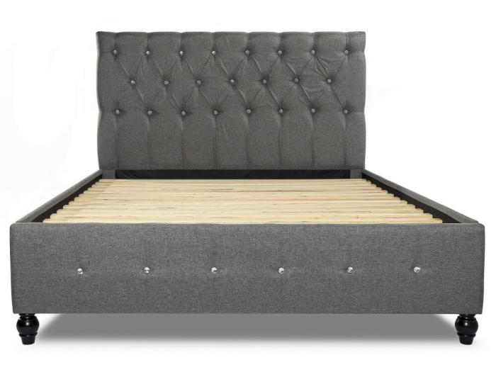 Pat tapițat Miami suport saltea inclus Gri 160x200 cm [3]