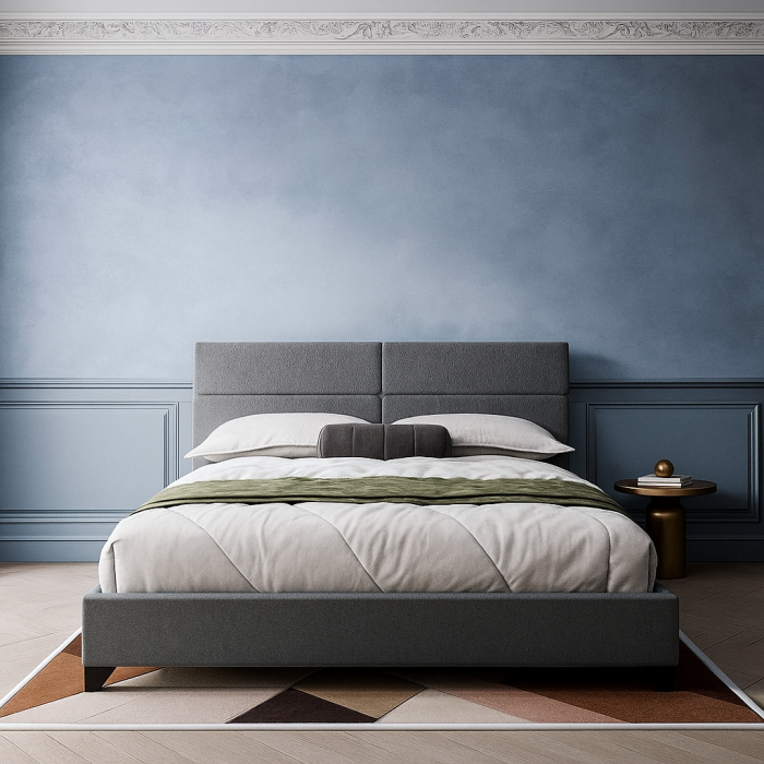 Pat Tapitat Houston cu suport saltea inclus Gri 160x200 cm [2]