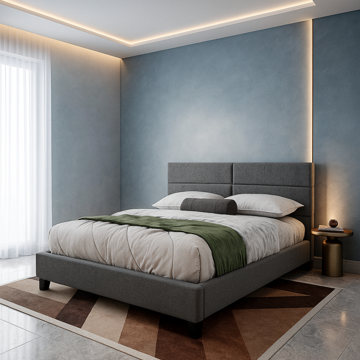 Pat Tapitat Houston cu suport saltea inclus Gri 160x200 cm [3]