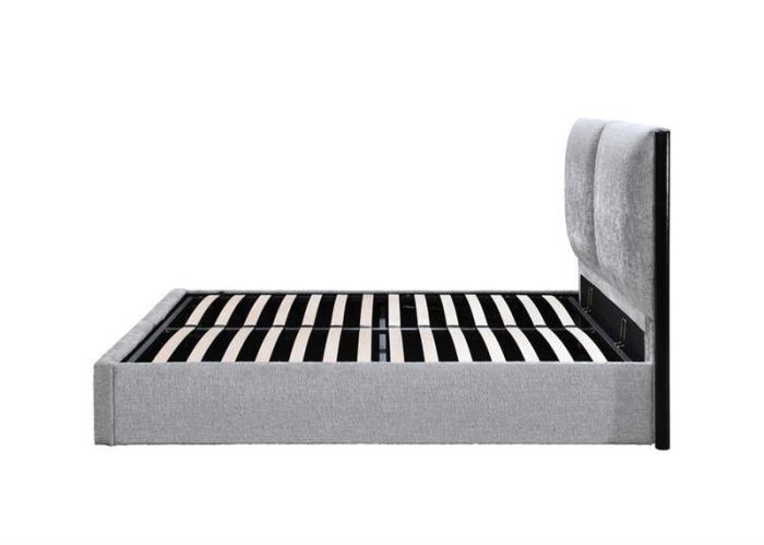 Pat tapitat Nordic Gri cu somiera metalica rabatabila si spatiu de depozitare 160x200 [8]