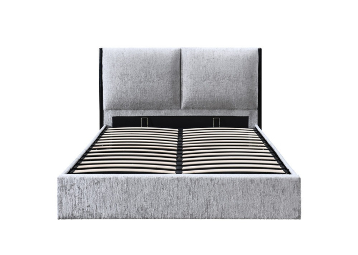 Pat tapitat Nordic Gri cu somiera metalica rabatabila si spatiu de depozitare 160x200 [5]