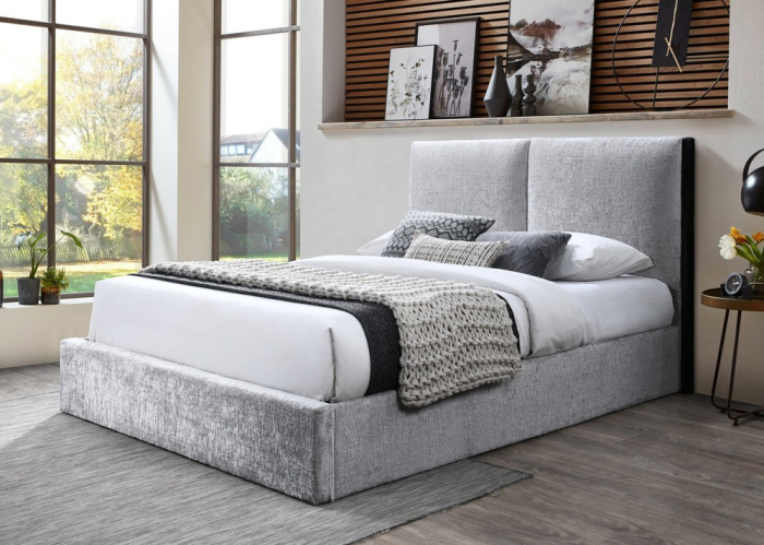 Pat tapitat Nordic Gri cu somiera metalica rabatabila si spatiu de depozitare 160x200 [3]