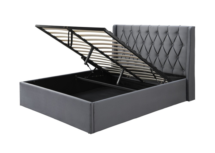 Pat tapițat Prestige 1 cu spațiu de depozitare Gri 180x200 cm [3]