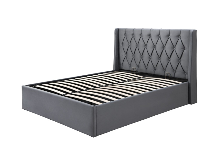 Pat tapițat Prestige 1 cu spațiu de depozitare Gri 180x200 cm [4]