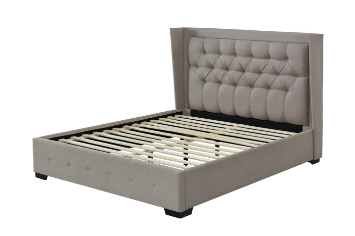 Pat tapitat Roma 160x200cm, suport saltea inclus, culoare Gri [2]