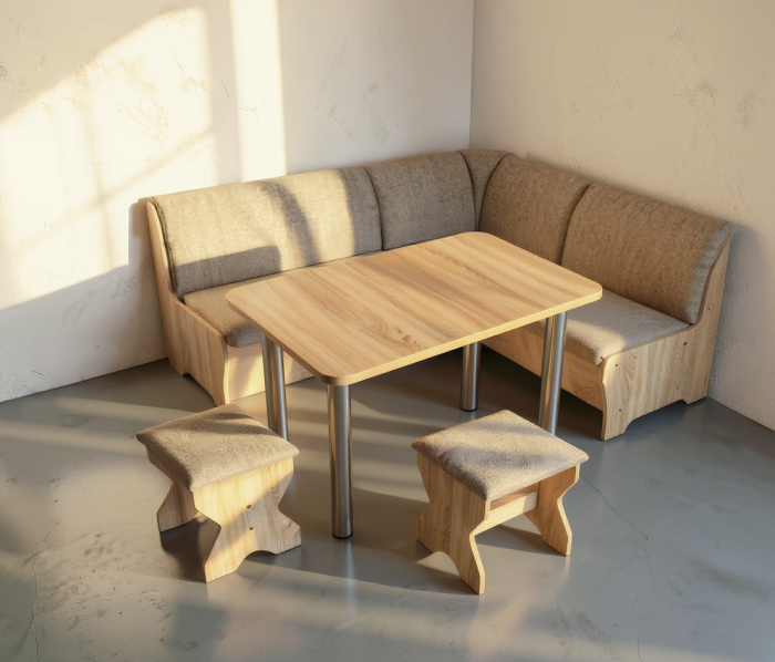 Set colțar bucătărie Tunis cu masă și 2 tabureți Sonoma [2]