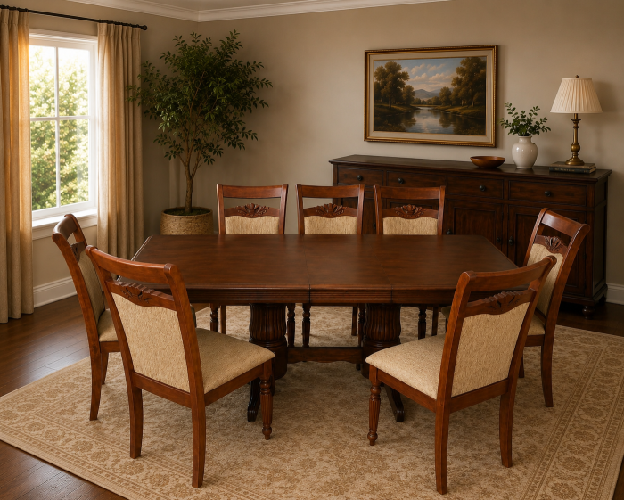 Set masa RH7132 cu 8 scaune RH8064 Dirty Oak 160x100x77 cm [5]