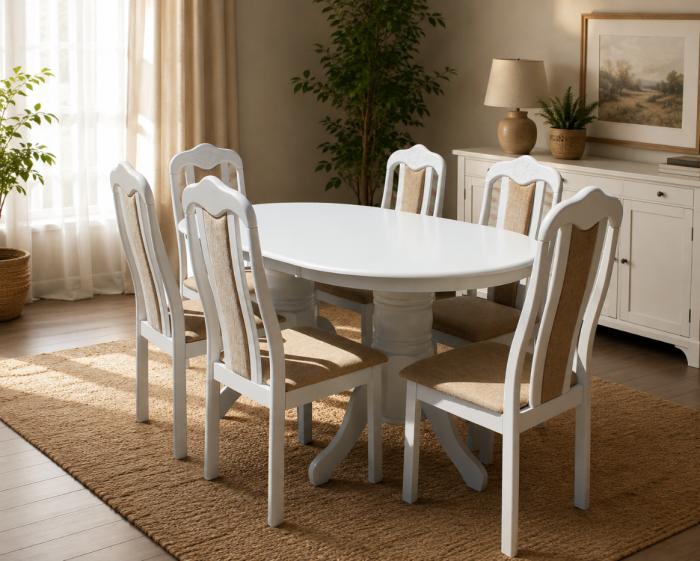 Set RH7017T cu 6 scaune RH558C White 150x90x76 cm [3]