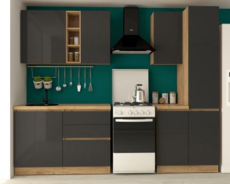 Bucatarii - Bucătărie Chelsea Stejar K003 Antracit 200x60x215 cm