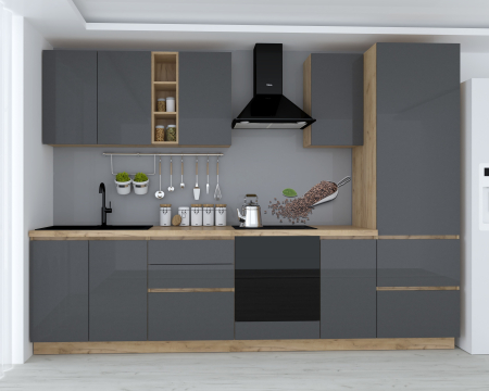 Bucatarii - Bucătărie Chelsea Stejar K003 Antracit 300x60x215 cm