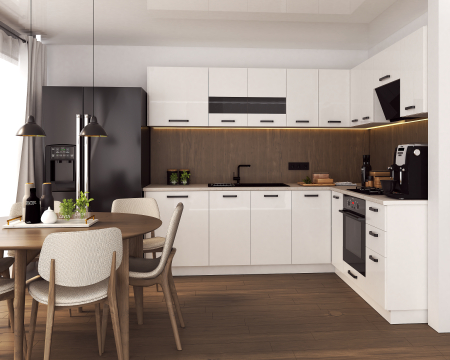 Mobila Bucatarie - Bucatarie Daria colt V2 Alb lucios