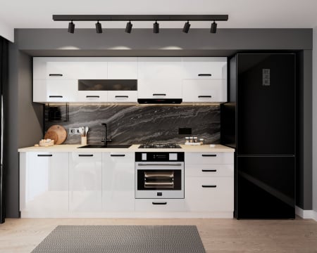 Bucatarii - Bucatarie Petra MDF,V1 260x60x200cm, Alb