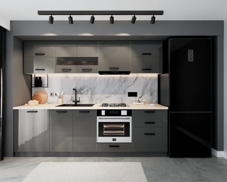 Bucatarii - Bucatarie Petra MDF,V1 260x60x200cm, Antracit