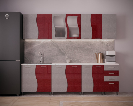 Bucatarii - Bucatarie Sofia MDF Rosu Metalizat 2,6m