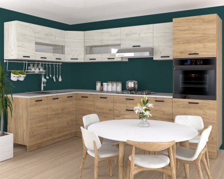 Bucatarii - Bucătărie Vio Colț Stejar K003 K001