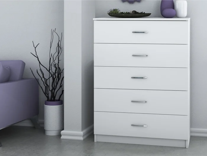 Mobila Dormitor - Comoda 5 sertare Ro Alb