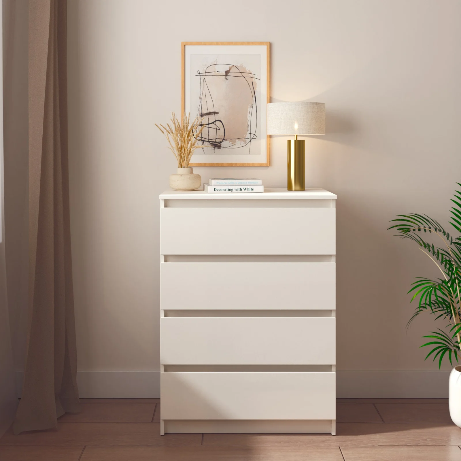 Comode - Comoda Aria 4 sertare Alb 70x40x96 cm