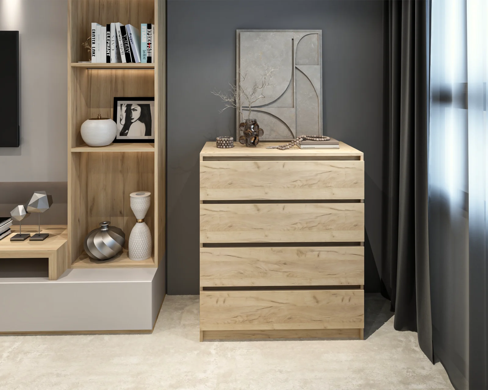 Comode - Comoda Crina 4S Stejar K003 90x44x103cm