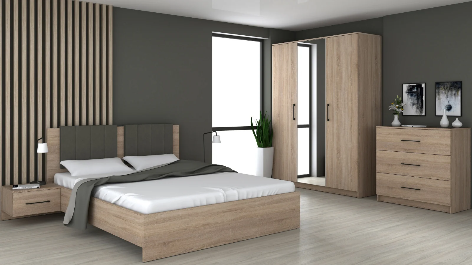 Seturi Dormitor - Dormitor Vera Ro Sonoma 150x56x205 cm