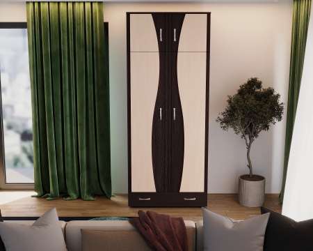 Dressinguri & Dulapuri - Dulap 2Usi S Despartitor Wenge Mesteacan 198x90x50 cm