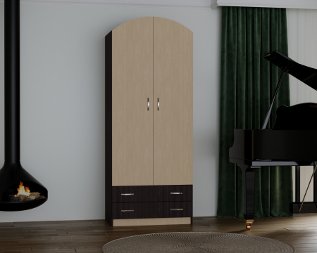 Dressinguri & Dulapuri - Dulap-4 2U/2S RO Wenge Mesteacan 74x54x212 cm