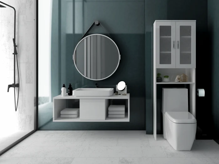 Dulapuri - Dulap baie 2U Alb 60x22x190 cm